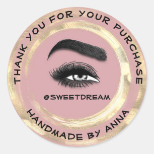 Pegatina Redonda Gracias Artista de maquillaje Lash Cleaner Gray Go