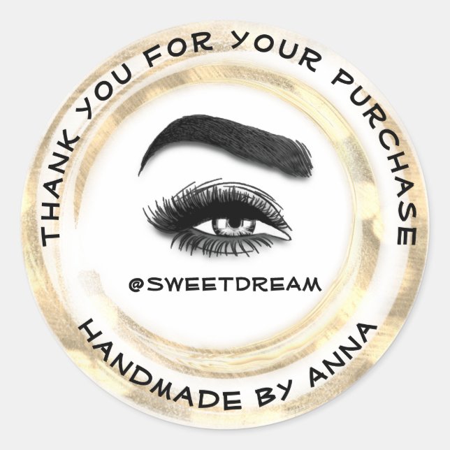 Pegatina Redonda Gracias Artista de maquillaje Lash Cleaner Gray Go (Anverso)