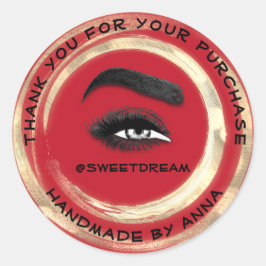 Pegatina Redonda Gracias Artista de maquillaje Lash Cleaner Logo Go