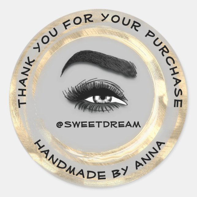 Pegatina Redonda Gracias Artista de maquillaje Lash Cleaner Logo Gr (Anverso)