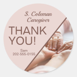 Pegatina Redonda Gracias Ayuda personal de cuidadores
