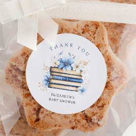 Pegatina Redonda Gracias Baby Shower de Blue Storybook