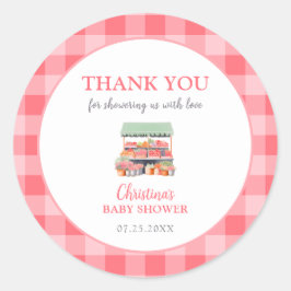 Pegatina Redonda Gracias Baby Shower de crecimiento local