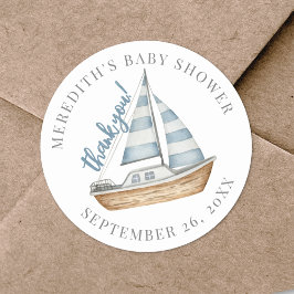 Pegatina Redonda Gracias Baby Shower Nautical