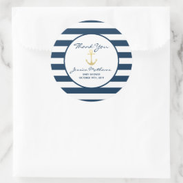 Pegatina Redonda Gracias Baby Shower Nautical Baby Favor