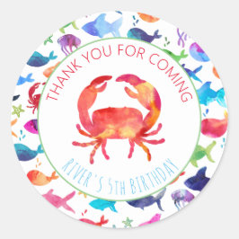 Pegatina Redonda Gracias Bajo El Mar Pescado Acuático Arcoiris