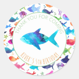 Pegatina Redonda Gracias Bajo El Mar Pescado Acuático Arcoiris
