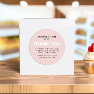 Pegatina Redonda Gracias Bakery Minimal Pink Business
