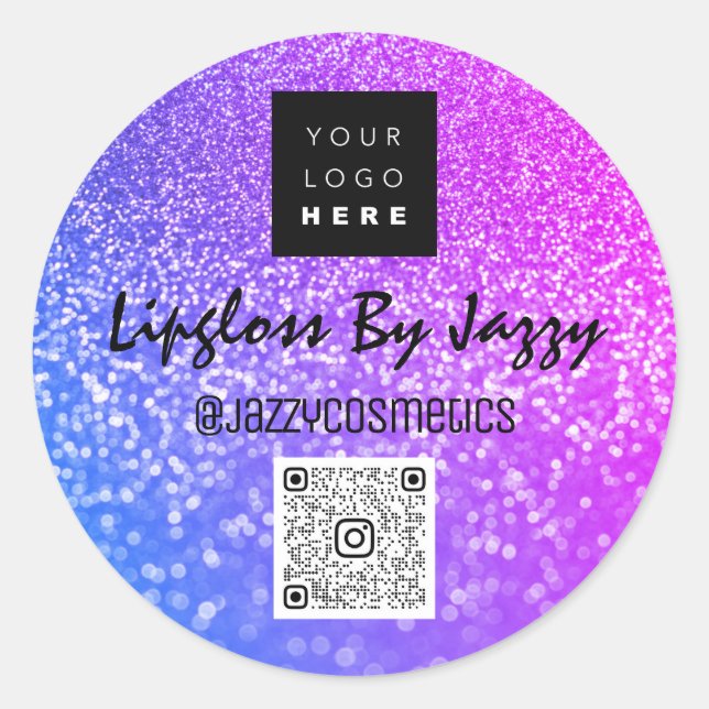 Pegatina Redonda Gracias Belleza Empresarial Logotipo de código QR  (Anverso)