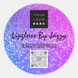 Pegatina Redonda Gracias Belleza Empresarial Logotipo de código QR 