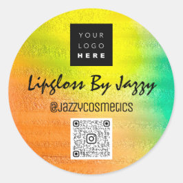 Pegatina Redonda Gracias Belleza empresarial Logotipo de código QR 