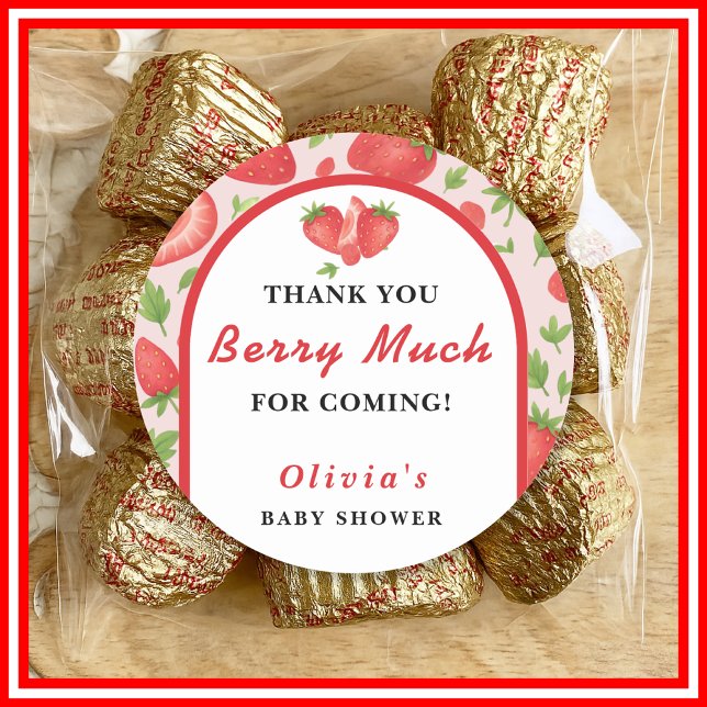 Pegatina Redonda Gracias Berry Muchísima Fresa Baby Shower (Subido por el creador)