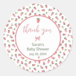 Pegatina Redonda Gracias Berry Sweet Strawberry Baby Shower
