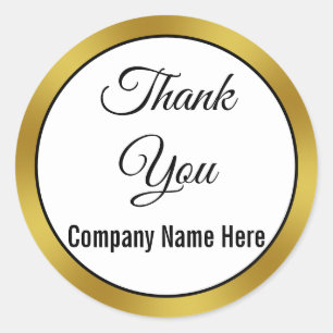Pegatina Redonda Gracias Black White and Gold Business Name Text