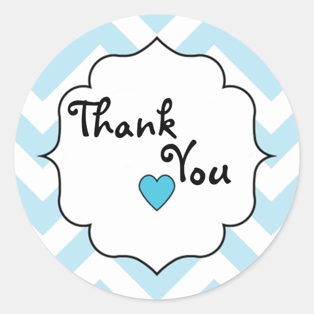 Pegatina Redonda Gracias/Blue Chevron (Anverso)