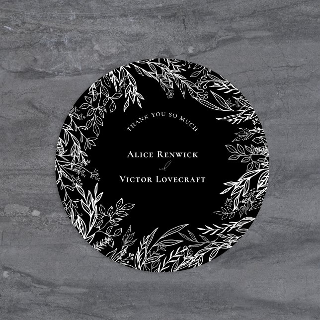 Pegatina Redonda Gracias Boda blanco y negro (Subido por el creador)