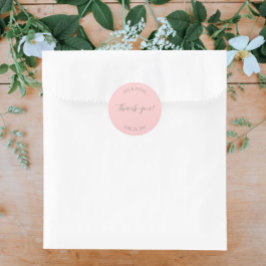 Pegatina Redonda Gracias Boda con estilo Rubor Pink