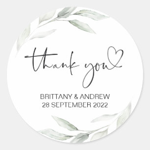 Pegatina Redonda Gracias Boda Favor Traer Bag Jar Eucalyptus