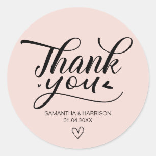 Pegatina Redonda Gracias, Boda Rosa Aniversario