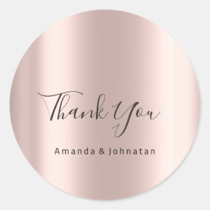Pegatina Redonda Gracias Boda Rosa Bridal Sweet 16th