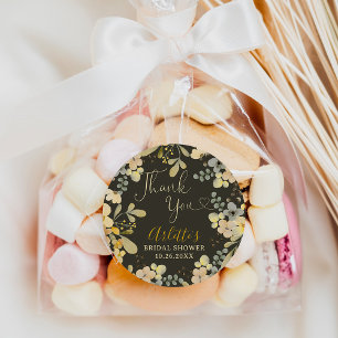 Pegatina Redonda Gracias boho floral moda otoño ducha de novia