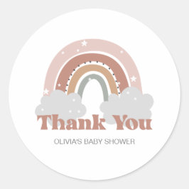 Pegatina Redonda Gracias Boho Rainbow Baby Shower
