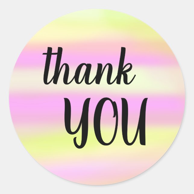 Pegatina Redonda Gracias Bouncy Brussel Lettering Watercolor Wash (Anverso)