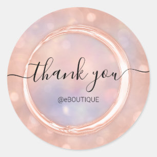 Pegatina Redonda Gracias Boutique Shop Business Name Holograph Rubo