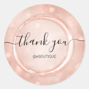 Pegatina Redonda Gracias Boutique Shop Nombre comercial Rosa