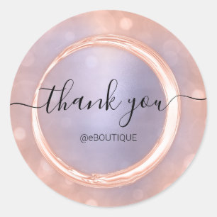 Pegatina Redonda Gracias Boutique Shop Nombre comercial Rosa Azul