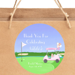 Pegatina Redonda Gracias Bridal Golf Bridal Shower Brunch