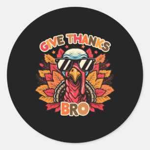 Pegatina Redonda Gracias Bro Cute Turkey Toddler Gracias