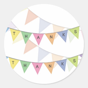 Pegatina Redonda Gracias Bunner Banner Cupcake Topper Label