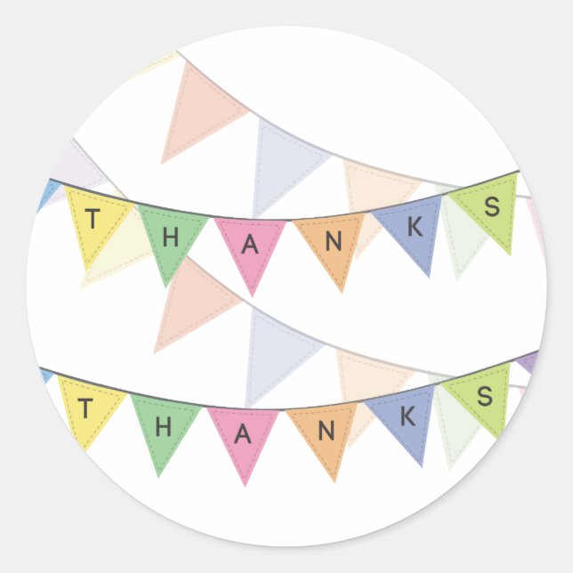 Pegatina Redonda Gracias Bunner Banner Cupcake Topper Label (Anverso)