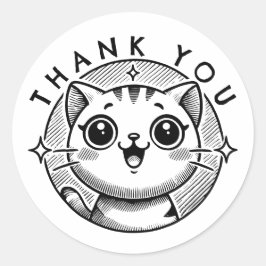 Pegatina Redonda Gracias Cat