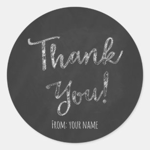 Pegatina Redonda Gracias Chalkboard Chalk Personalizado