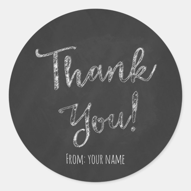 Pegatina Redonda Gracias Chalkboard Chalk Personalizado (Anverso)
