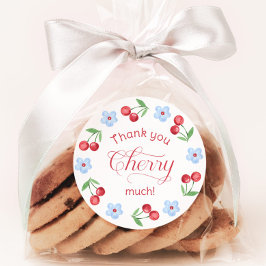 Pegatina Redonda Gracias Cherry mucho Blue Baby ducha