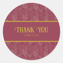 Pegatina Redonda Gracias Chevron Pattern Luxurious Red Personalizad