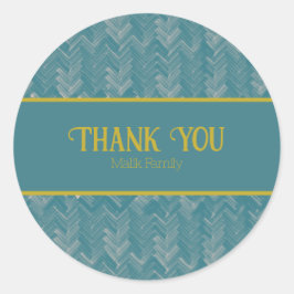 Pegatina Redonda Gracias Chevron Pattern Turquoise Personalize