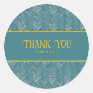Pegatina Redonda Gracias Chevron Pattern Turquoise Personalize