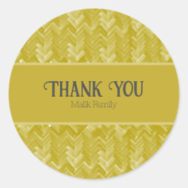 Pegatina Redonda Gracias Chevron Pattern Vintage Gold Personalize