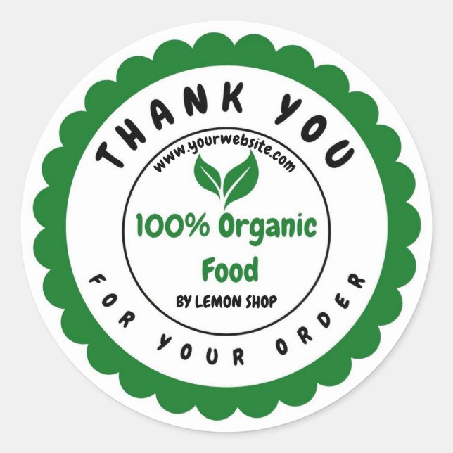 Pegatina Redonda Gracias Círculo 100% Personalizar de alimentos org (Anverso)