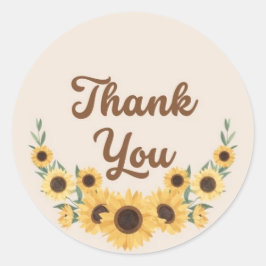 Pegatina Redonda Gracias Círculo De Flor De Sol