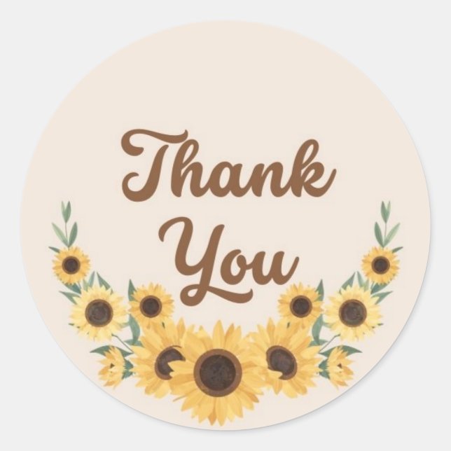 Pegatina Redonda Gracias Círculo De Flor De Sol (Anverso)