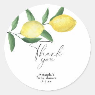 Pegatina Redonda Gracias - Citrus Lemon - Ducha para bebé