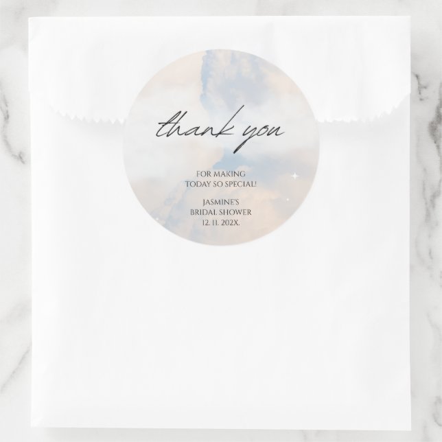 Pegatina Redonda Gracias Cloud 9 Pastel Gradiente por Desayuno Nupc (Bolso)