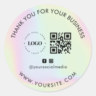 Pegatina Redonda Gracias Compañía Personalizado Logo QR Código Medi