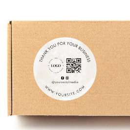 Pegatina Redonda Gracias Compañía Personalizado Logo QR Código Medi