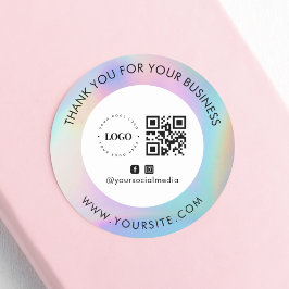 Pegatina Redonda Gracias Compañía Personalizado Logo QR Código Medi